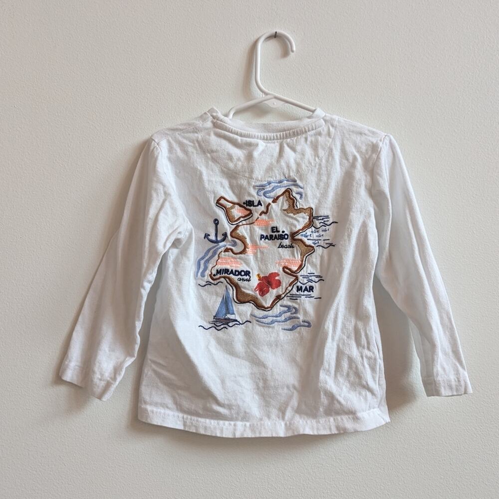 Mayoral Long Sleeve Shirt Boys Sz 4 White Map Preppy
